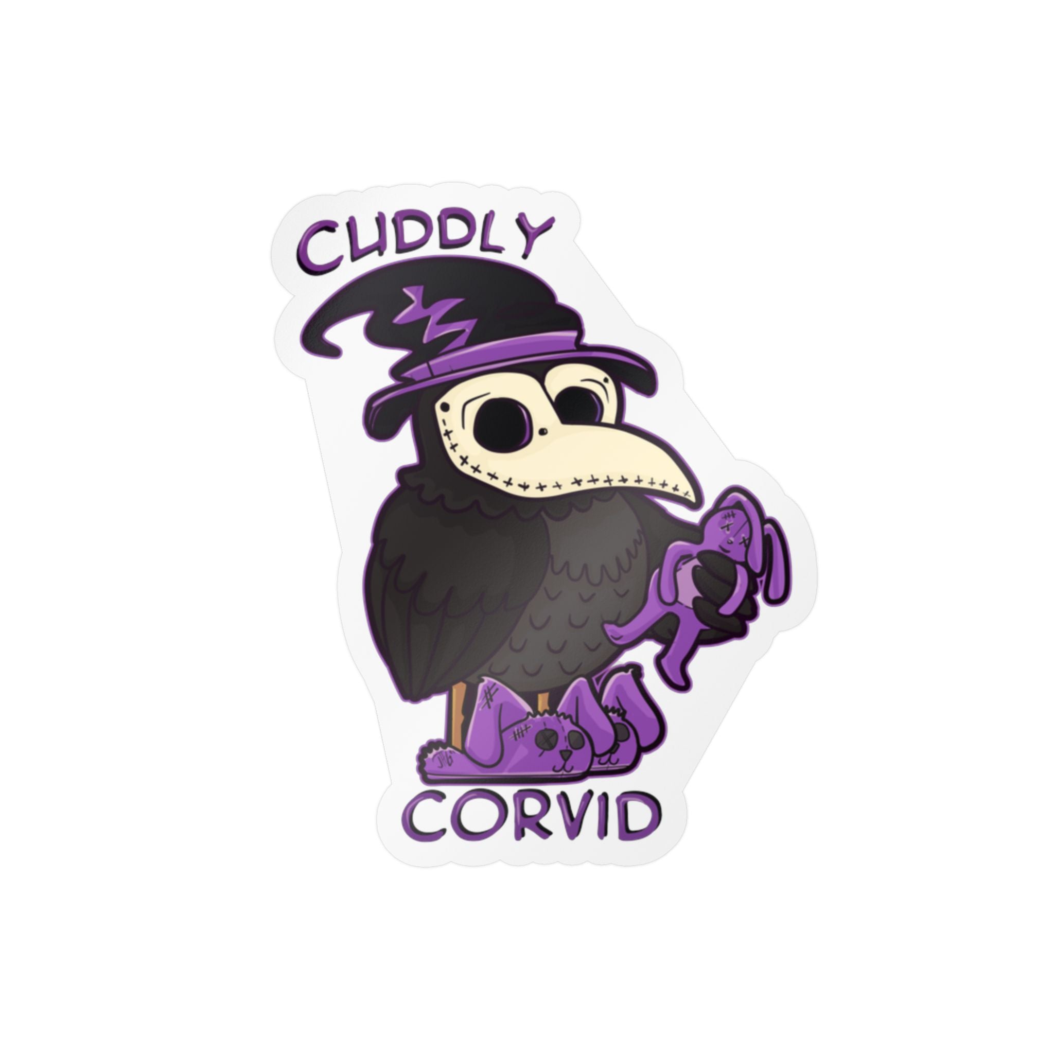 Corey the Corvid — Creepy Cute Plague Doctor Raven Kiss-Cut Sticker | My Little Beasties