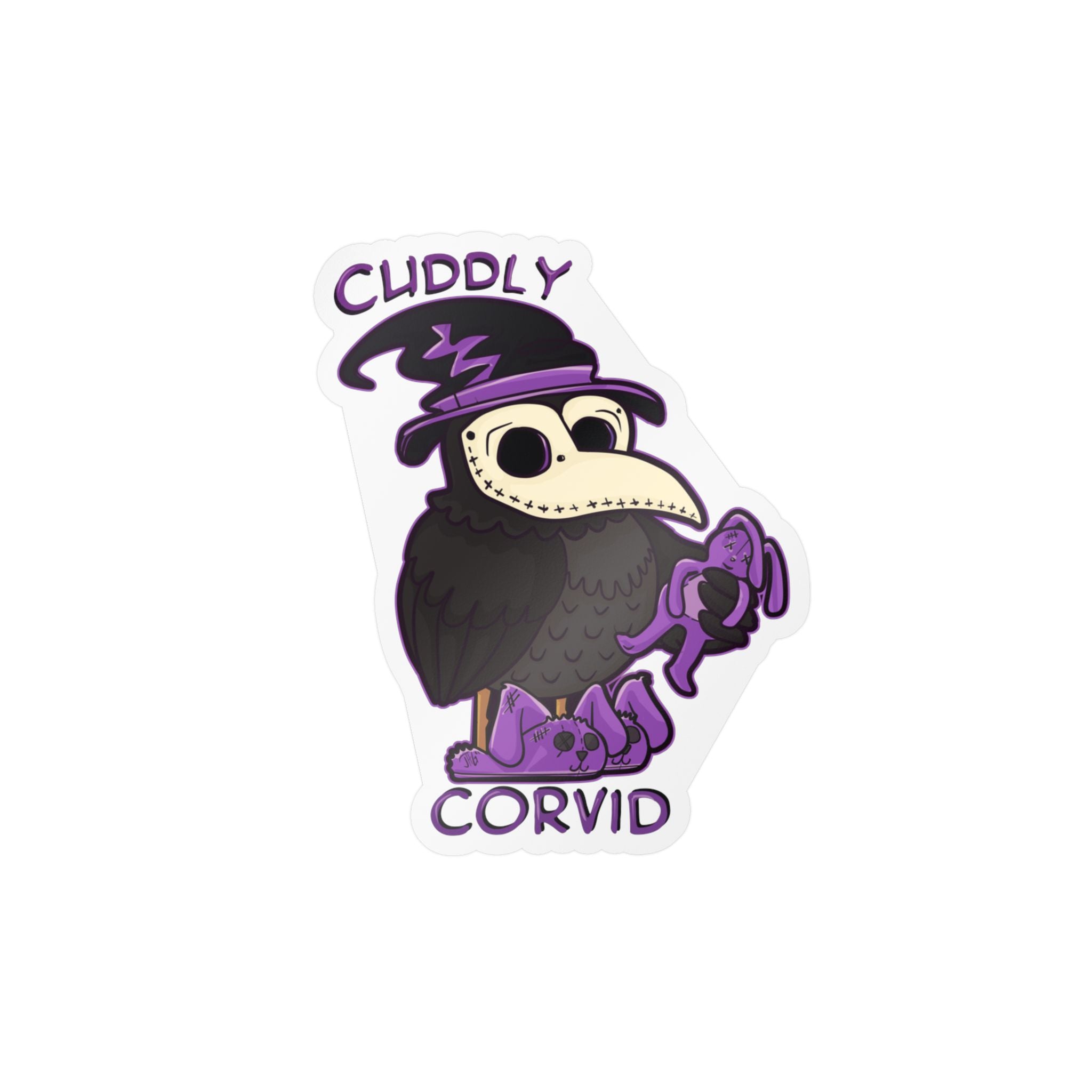 Corey the Corvid — Creepy Cute Plague Doctor Raven Kiss-Cut Sticker | My Little Beasties