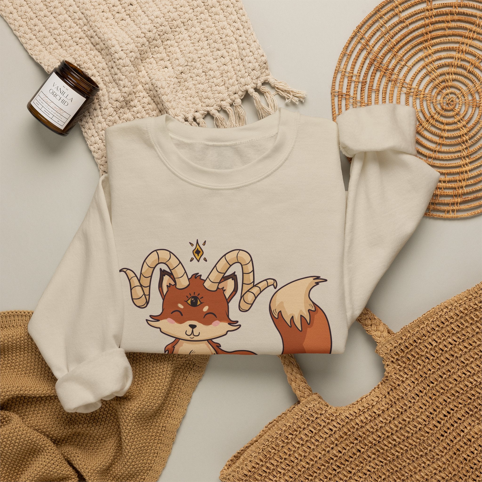 Felix the Feisty Fox — Cute Fox with Horns Crewneck Sweatshirt | My Little Beasties