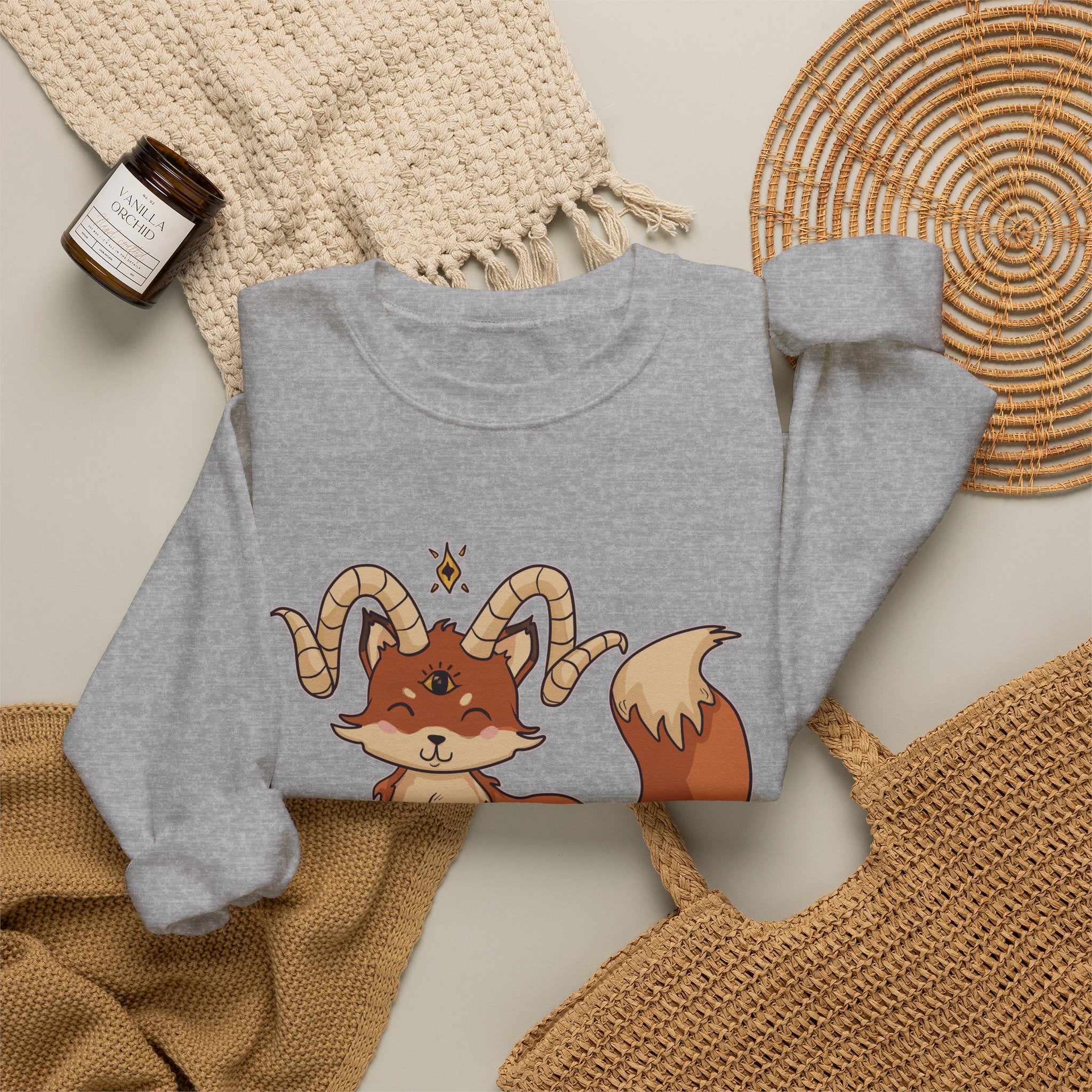 Felix the Feisty Fox — Cute Fox with Horns Crewneck Sweatshirt | My Little Beasties