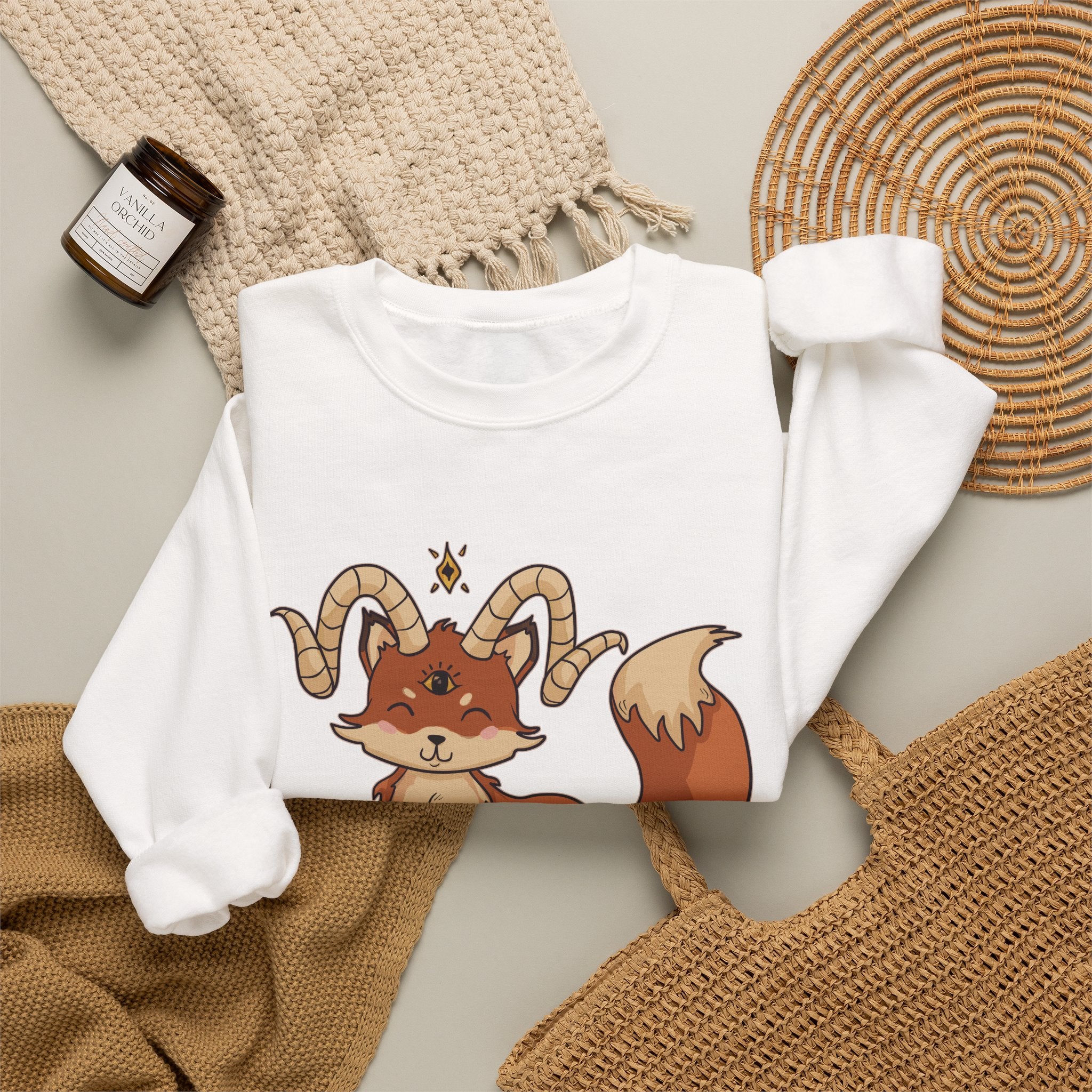 Felix the Feisty Fox — Cute Fox with Horns Crewneck Sweatshirt | My Little Beasties