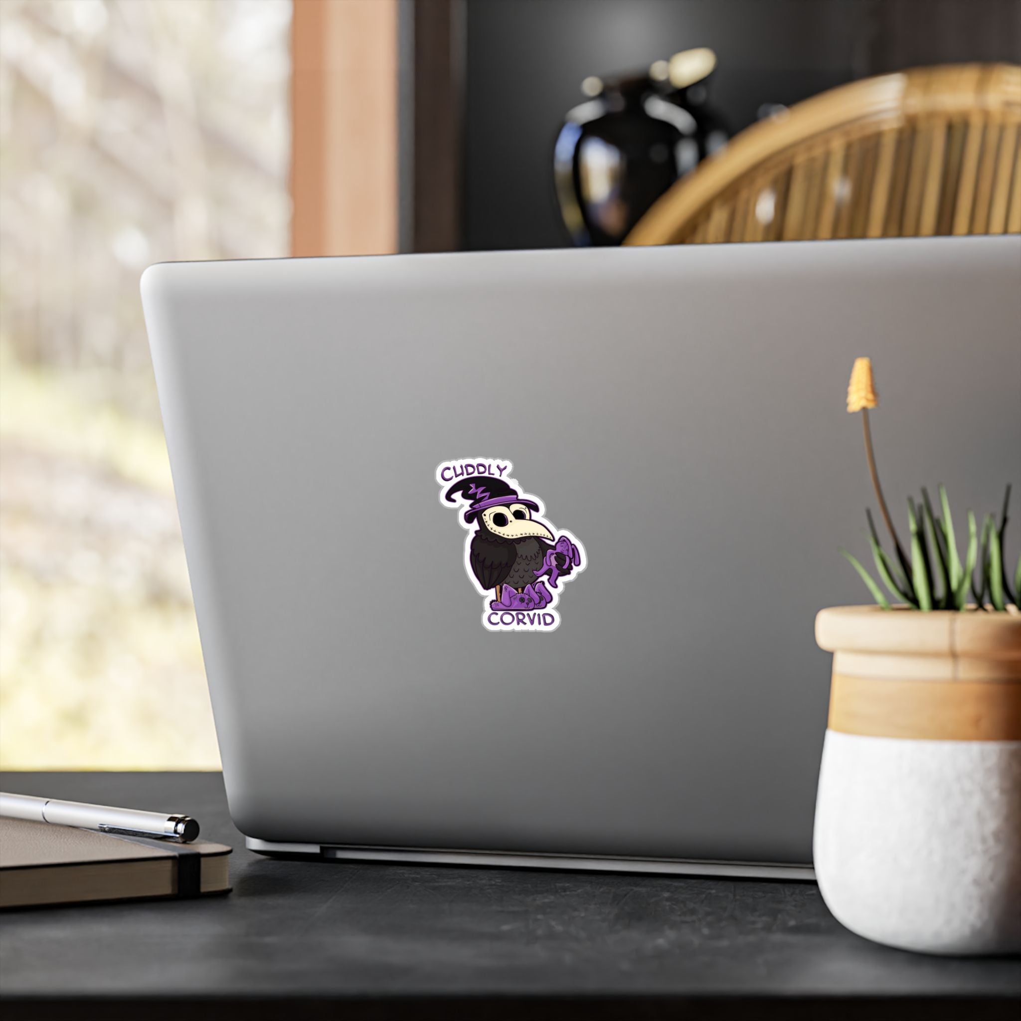 Corey the Corvid — Creepy Cute Plague Doctor Raven Kiss-Cut Sticker | My Little Beasties