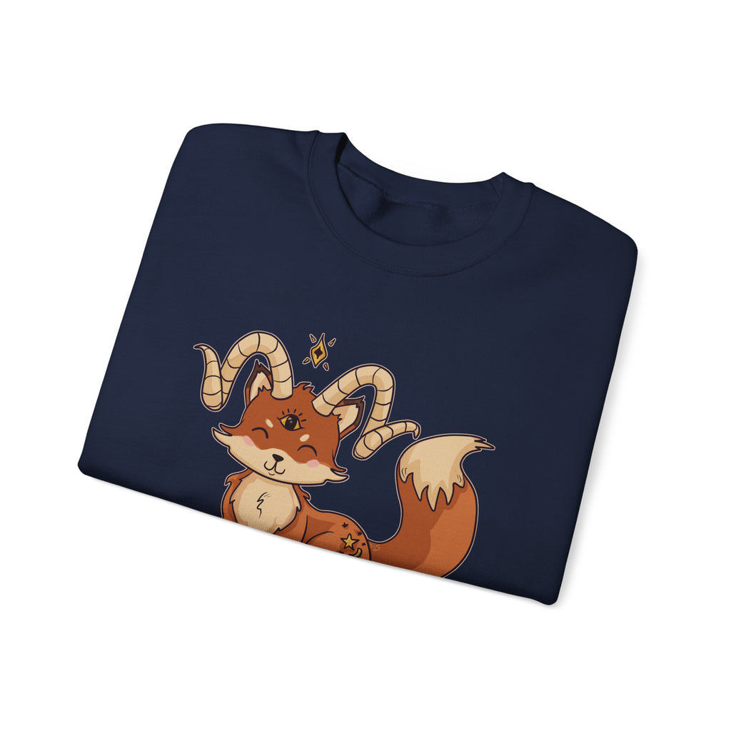 Felix the Feisty Fox — Cute Fox with Horns Crewneck Sweatshirt | My Little Beasties