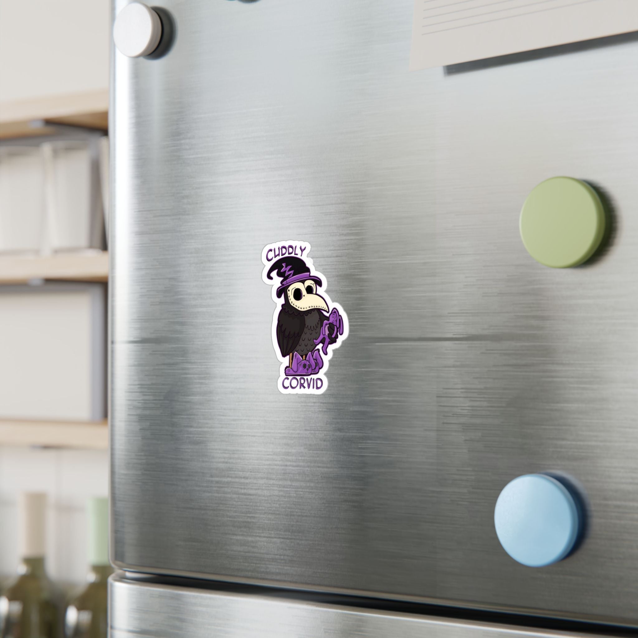 Corey the Corvid — Creepy Cute Plague Doctor Raven Kiss-Cut Sticker | My Little Beasties