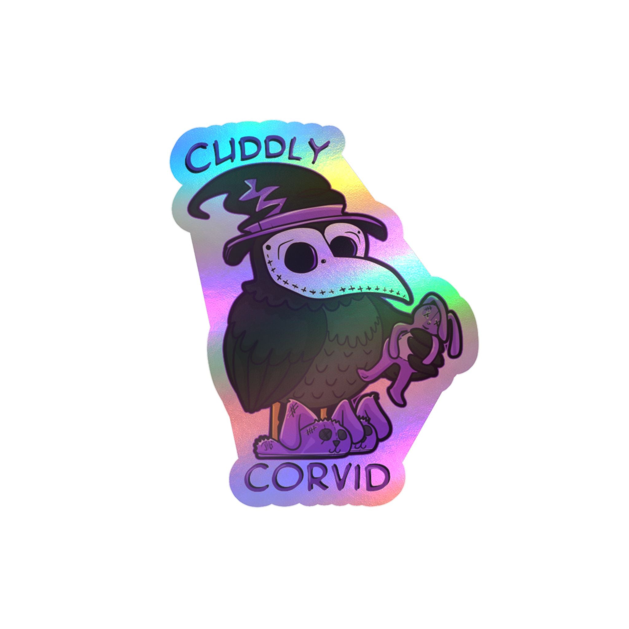 Corey the Corvid — Creepy Cute Plague Doctor Raven Kiss-Cut Sticker | My Little Beasties