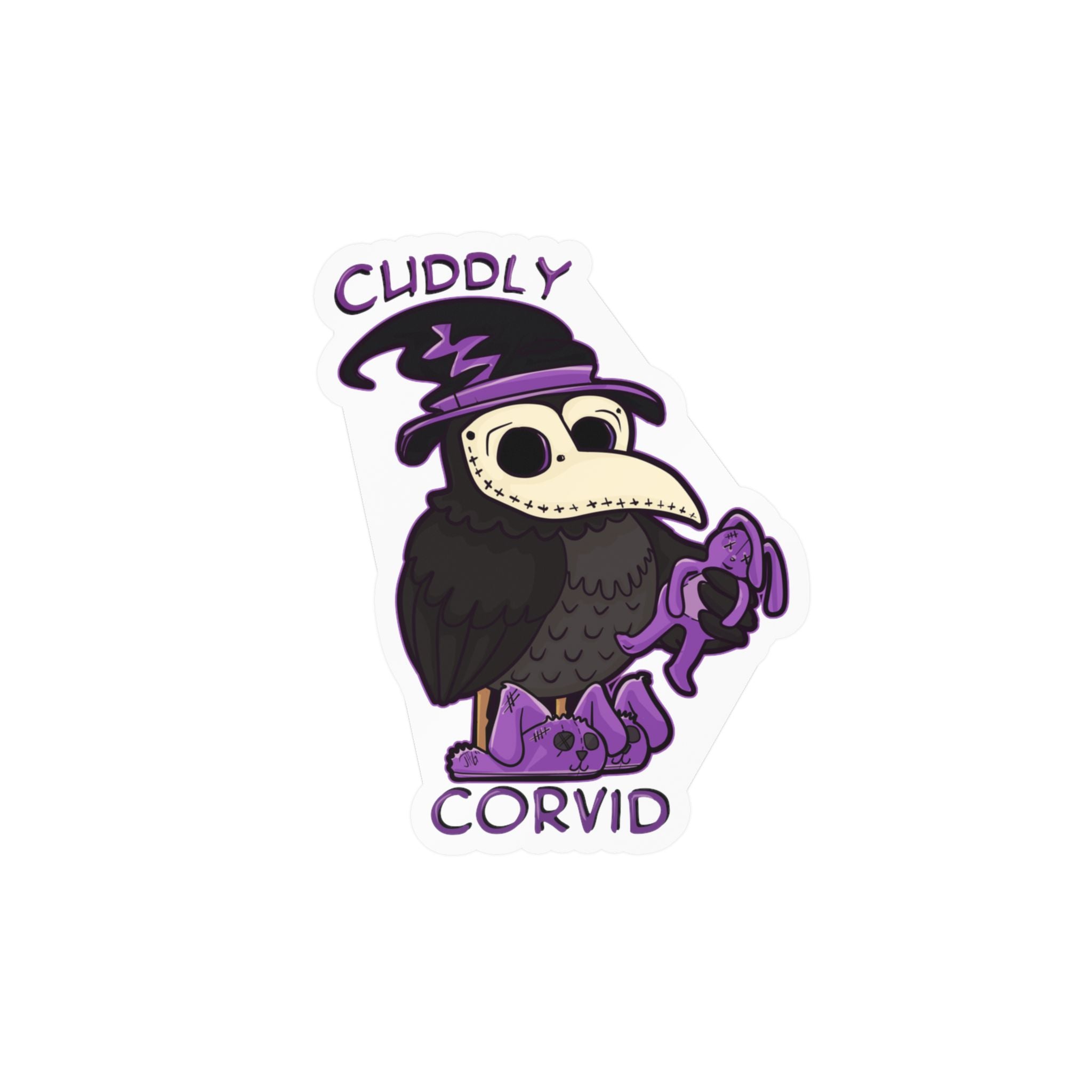 Corey the Corvid — Creepy Cute Plague Doctor Raven Kiss-Cut Sticker | My Little Beasties