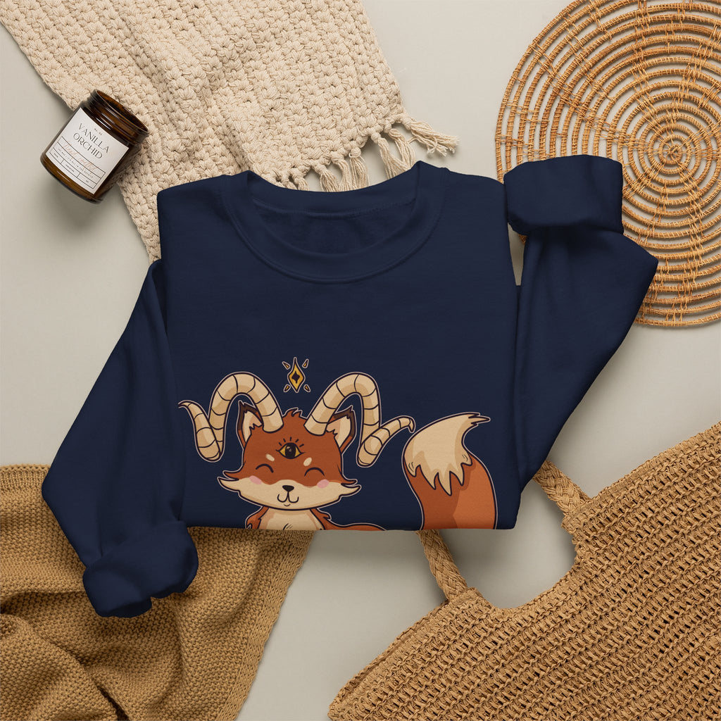 Felix the Feisty Fox — Cute Fox with Horns Crewneck Sweatshirt | My Little Beasties