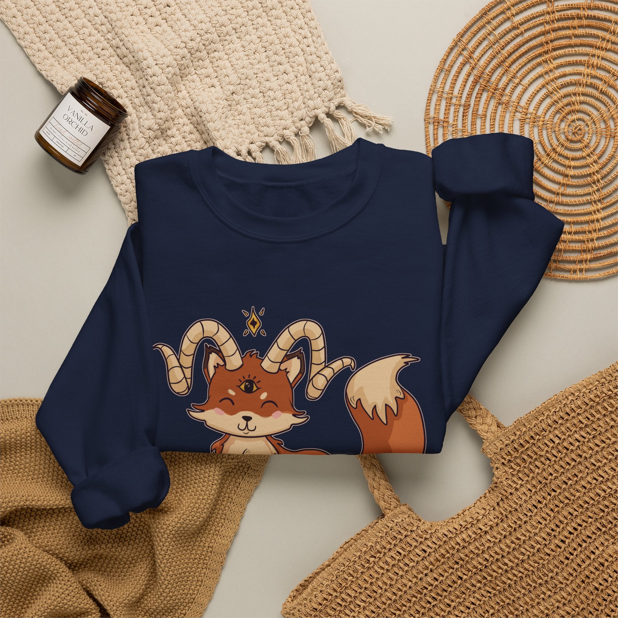 Felix the Feisty Fox — Cute Fox with Horns Crewneck Sweatshirt | My Little Beasties